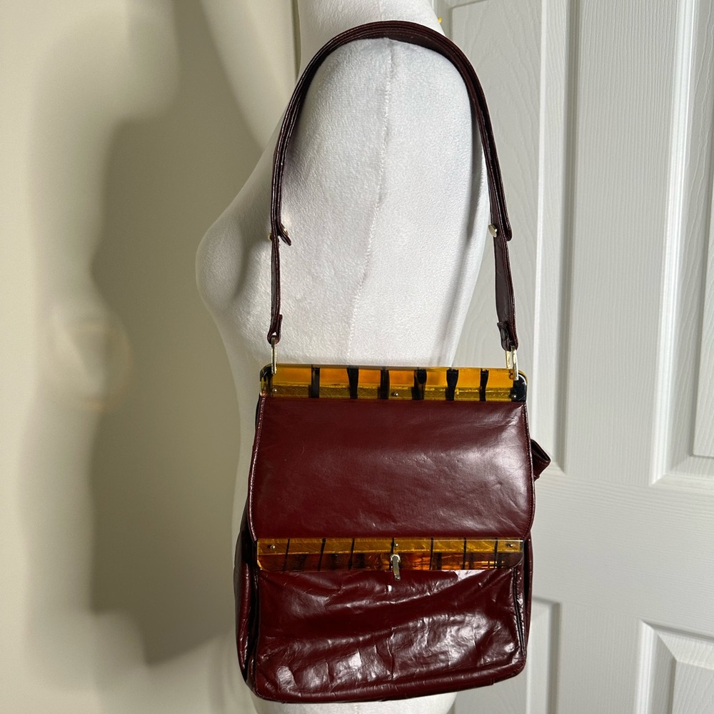 Wine colored Faux Leather shoulder bag